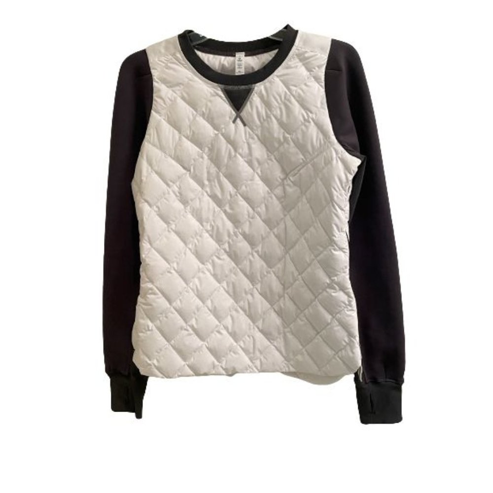 Lululemon Fluff Off Crewneck Pullover Womens Size 8 White Soot Light Insulated